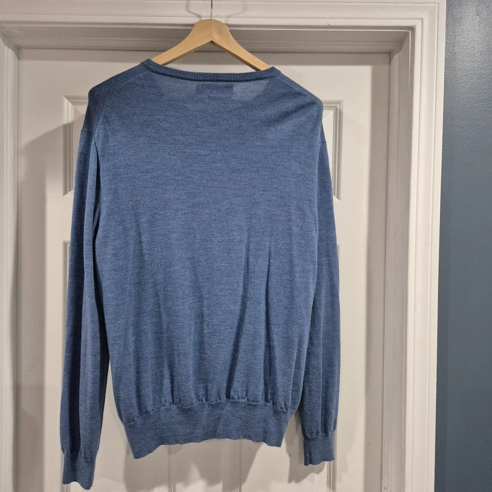 Polo Ralph Lauren Sweater Mens XL‎ Blue Wool Crewneck Merino Washable Preppy